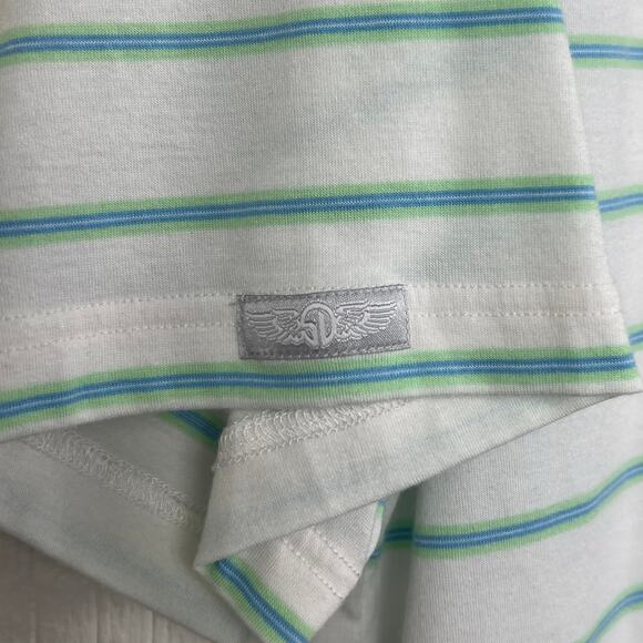 Straight Down Polo men’s Large white w/ blue stripe polyester spandex blend Golf - Picture 6 of 7